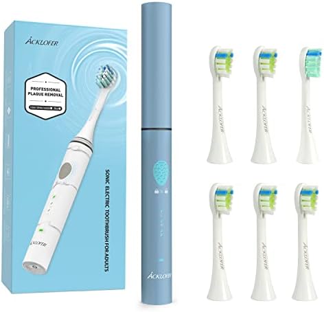 Acklofer Sonic електрична четка за заби за возрасни, белење на четки за заби што може да се надополнува со 6 чисти глави за
